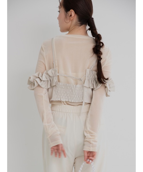 jumelle（ジュメロ）の「taffeta frill cami（キャミソール・レディース・ベージュ/グレー・MEDIUM）」の21枚目の写真