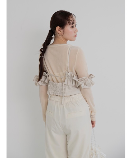 jumelle（ジュメロ）の「taffeta frill cami（キャミソール・レディース・ベージュ/グレー・MEDIUM）」の22枚目の写真