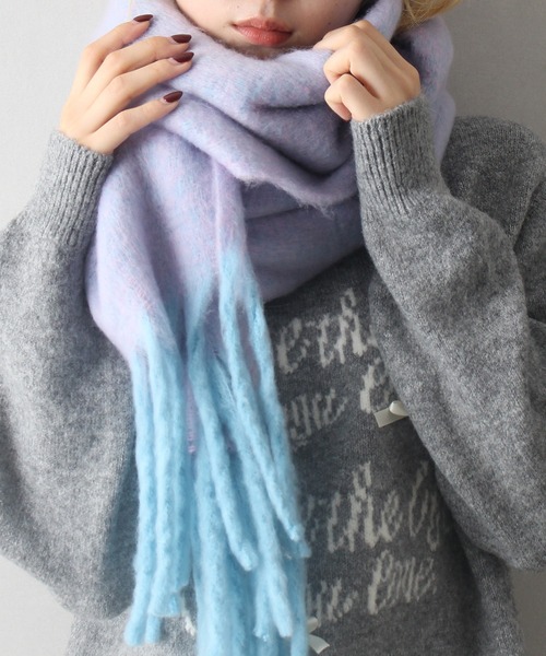 SpRay（スプレイ）の「起毛メランジストール（ストール/ショール・レディース・オレンジ/パープル/ミント/ブルー・FREE）」の3枚目の写真