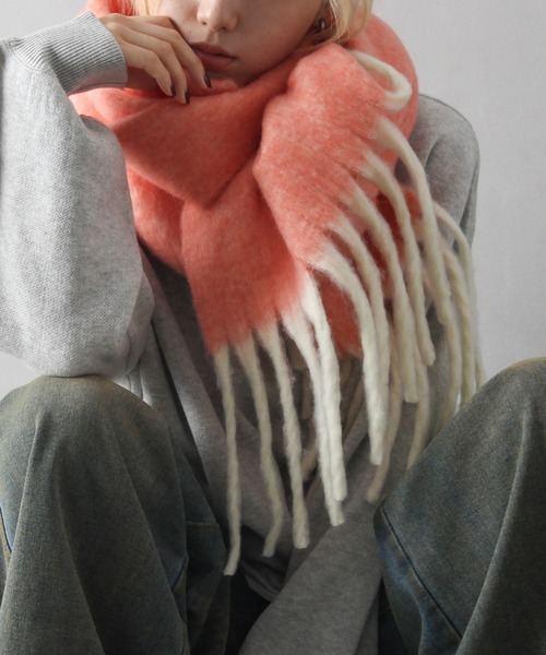 SpRay（スプレイ）の「起毛メランジストール（ストール/ショール・レディース・オレンジ/パープル/ミント/ブルー・FREE）」の4枚目の写真