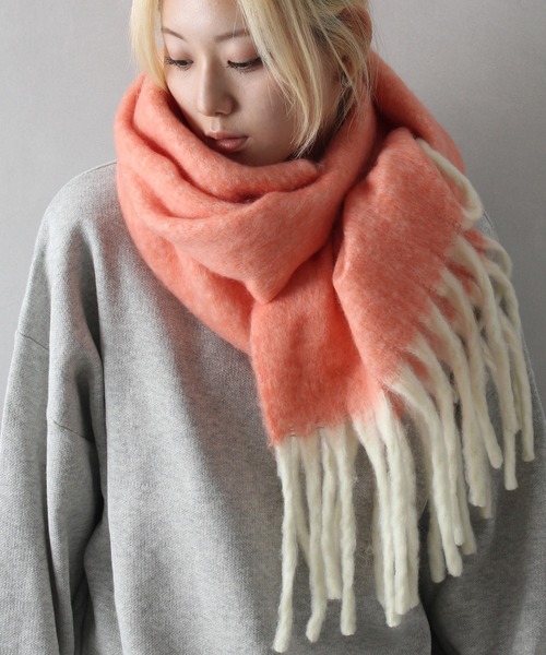 SpRay（スプレイ）の「起毛メランジストール（ストール/ショール・レディース・オレンジ/パープル/ミント/ブルー・FREE）」の5枚目の写真