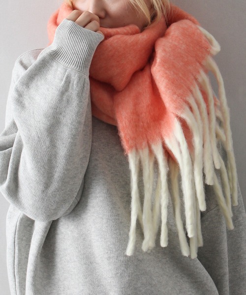 SpRay（スプレイ）の「起毛メランジストール（ストール/ショール・レディース・オレンジ/パープル/ミント/ブルー・FREE）」の6枚目の写真