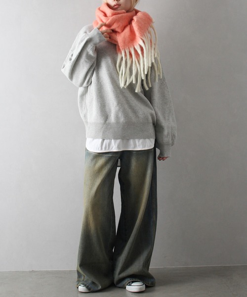 SpRay（スプレイ）の「起毛メランジストール（ストール/ショール・レディース・オレンジ/パープル/ミント/ブルー・FREE）」の11枚目の写真