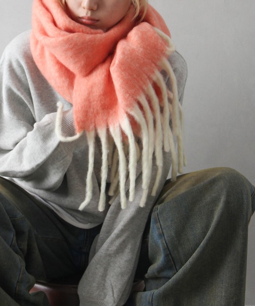 SpRay（スプレイ）の「起毛メランジストール（ストール/ショール・レディース・オレンジ/パープル/ミント/ブルー・FREE）」の12枚目の写真