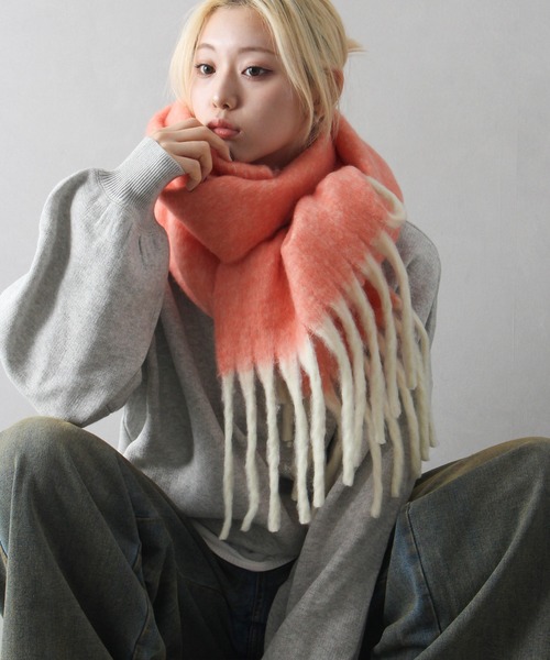 SpRay（スプレイ）の「起毛メランジストール（ストール/ショール・レディース・オレンジ/パープル/ミント/ブルー・FREE）」の13枚目の写真