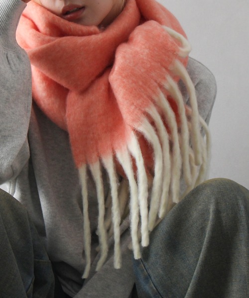 SpRay（スプレイ）の「起毛メランジストール（ストール/ショール・レディース・オレンジ/パープル/ミント/ブルー・FREE）」の14枚目の写真