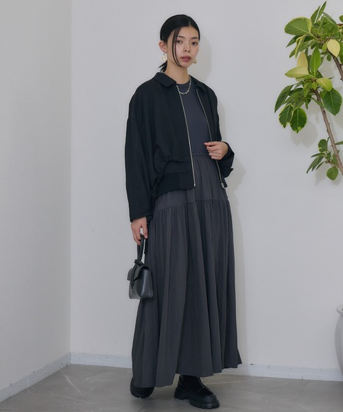 Paradise Picnic（パラダイスピクニック）の「Dignite collier  レイヤードブルゾン（ブルゾン・レディース・ブラック/グレイッシュベージュ・FREE）」の14枚目の写真