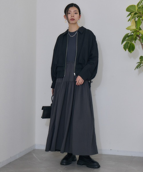 Paradise Picnic（パラダイスピクニック）の「Dignite collier  レイヤードブルゾン（ブルゾン・レディース・ブラック/グレイッシュベージュ・FREE）」の15枚目の写真