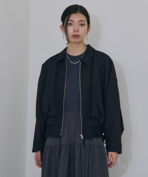 Paradise Picnic（パラダイスピクニック）の「Dignite collier  レイヤードブルゾン（ブルゾン・レディース・ブラック/グレイッシュベージュ・FREE）」の6枚目の写真