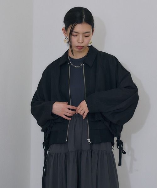 Paradise Picnic（パラダイスピクニック）の「Dignite collier  レイヤードブルゾン（ブルゾン・レディース・ブラック/グレイッシュベージュ・FREE）」の7枚目の写真