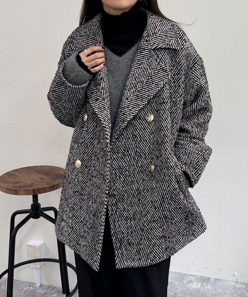 fredy emue（フレディエミュ）の「ツィードミドル丈Pコート（ピーコート・レディース・ブラック系その他・38）」の12枚目の写真