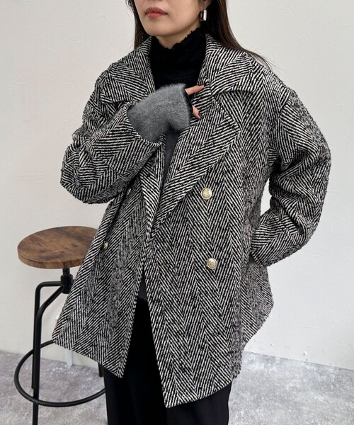 fredy emue（フレディエミュ）の「ツィードミドル丈Pコート（ピーコート・レディース・ブラック系その他・38）」の13枚目の写真