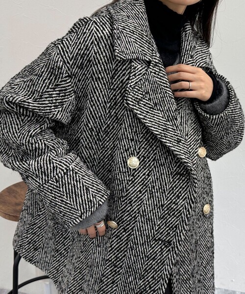 fredy emue（フレディエミュ）の「ツィードミドル丈Pコート（ピーコート・レディース・ブラック系その他・38）」の17枚目の写真