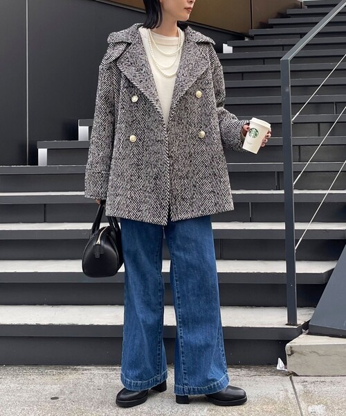 fredy emue（フレディエミュ）の「ツィードミドル丈Pコート（ピーコート・レディース・ブラック系その他・38）」の21枚目の写真