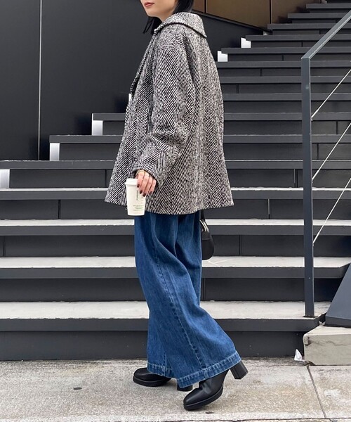 fredy emue（フレディエミュ）の「ツィードミドル丈Pコート（ピーコート・レディース・ブラック系その他・38）」の22枚目の写真