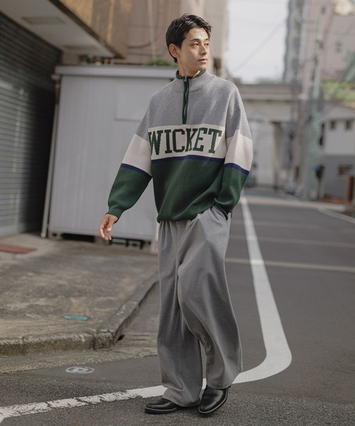 セール】ハーフジップロゴニットプルオーバー（ニット/セーター