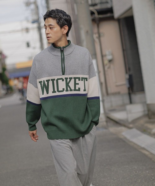 セール】ハーフジップロゴニットプルオーバー（ニット/セーター