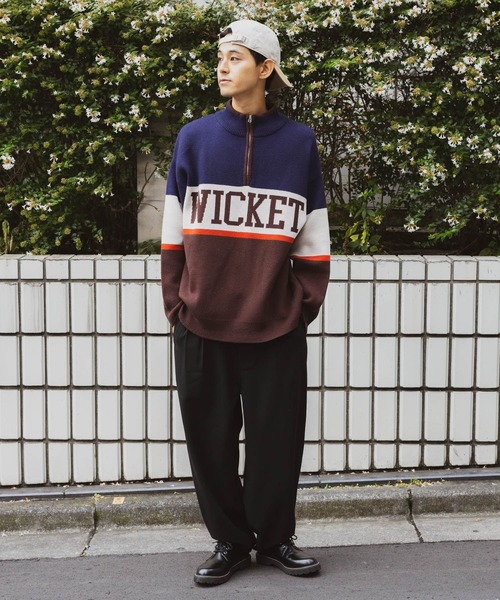 セール】ハーフジップロゴニットプルオーバー（ニット/セーター