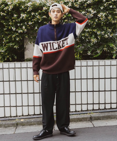 セール】ハーフジップロゴニットプルオーバー（ニット/セーター