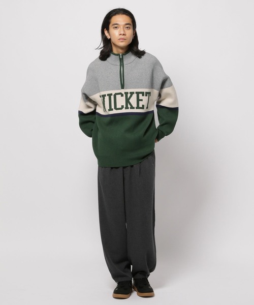 セール】ハーフジップロゴニットプルオーバー（ニット/セーター