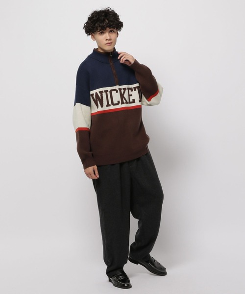 セール】ハーフジップロゴニットプルオーバー（ニット/セーター