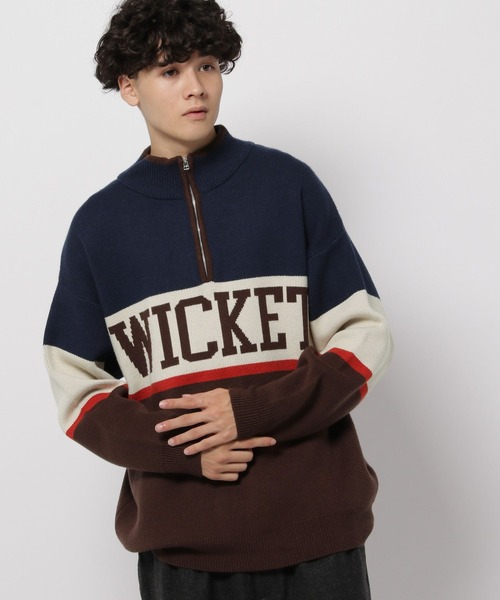 セール】ハーフジップロゴニットプルオーバー（ニット/セーター
