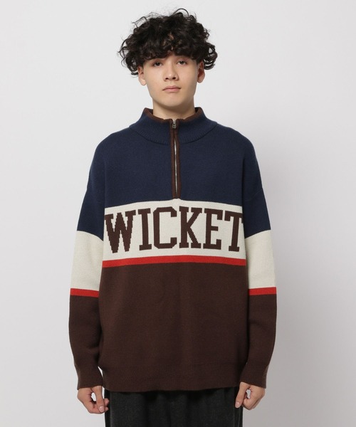 セール】ハーフジップロゴニットプルオーバー（ニット/セーター