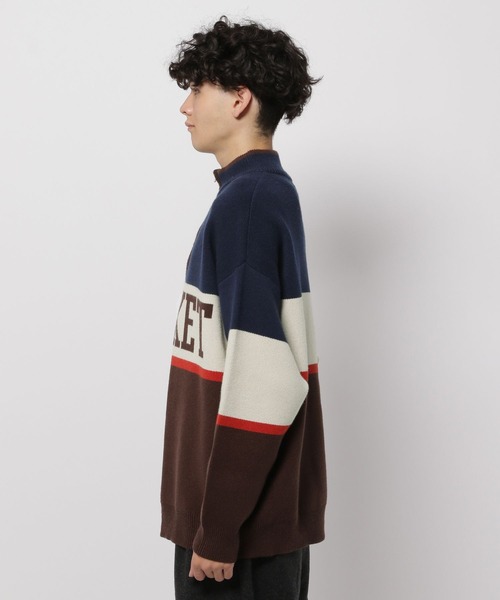 セール】ハーフジップロゴニットプルオーバー（ニット/セーター