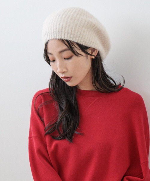 LOWRYS FARM(ローリーズファーム)の「シャギーベレー 149218(ハンチング/ベレー帽・レディース・チャコールグレー/ホワイト・FREE)」の1枚目の写真