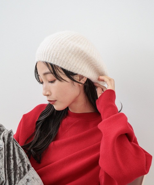 LOWRYS FARM(ローリーズファーム)の「シャギーベレー 149218(ハンチング/ベレー帽・レディース・チャコールグレー/ホワイト・FREE)」の5枚目の写真