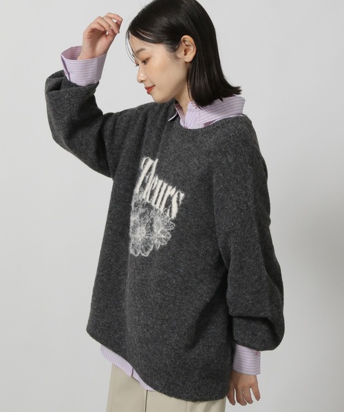 LAKOLE（ラコレ）の「ロゴ花柄ジャガードニットプルオーバー / 149364（ニット/セーター・レディース・アイボリー/グレー/ピンク/チャコール・FREE）」の14枚目の写真