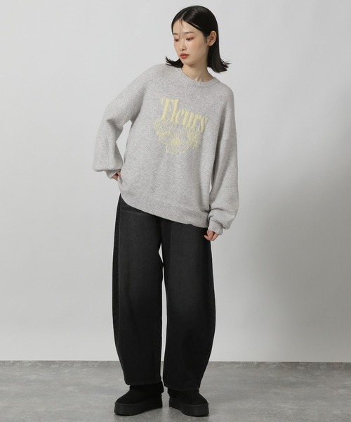 LAKOLE（ラコレ）の「ロゴ花柄ジャガードニットプルオーバー / 149364（ニット/セーター・レディース・アイボリー/グレー/ピンク/チャコール・FREE）」の5枚目の写真