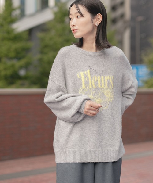 セール】ロゴ花柄ジャガードニットプルオーバー / 149364（ニット