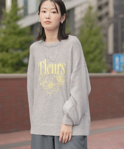 セール】ロゴ花柄ジャガードニットプルオーバー / 149364