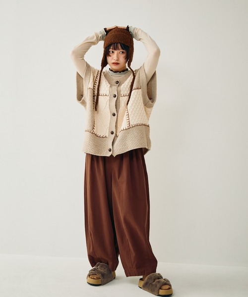 Crisp（クリスプ）の「パッチワーク2wayニットベスト（ベスト・レディース・アイボリー・FREE）」の10枚目の写真