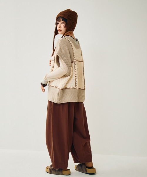 Crisp（クリスプ）の「パッチワーク2wayニットベスト（ベスト・レディース・アイボリー・FREE）」の12枚目の写真