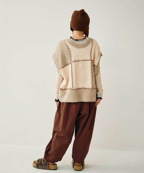 Crisp（クリスプ）の「パッチワーク2wayニットベスト（ベスト・レディース・アイボリー・FREE）」の13枚目の写真