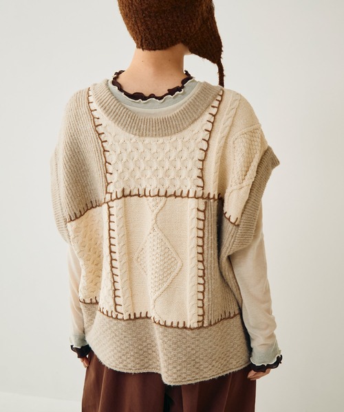 Crisp（クリスプ）の「パッチワーク2wayニットベスト（ベスト・レディース・アイボリー・FREE）」の17枚目の写真