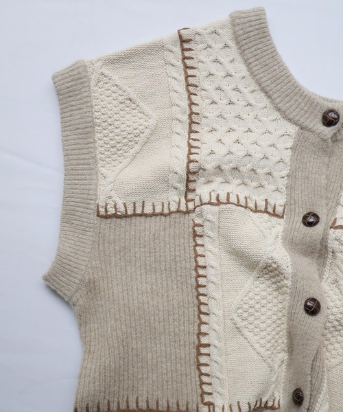 Crisp（クリスプ）の「パッチワーク2wayニットベスト（ベスト・レディース・アイボリー・FREE）」の18枚目の写真