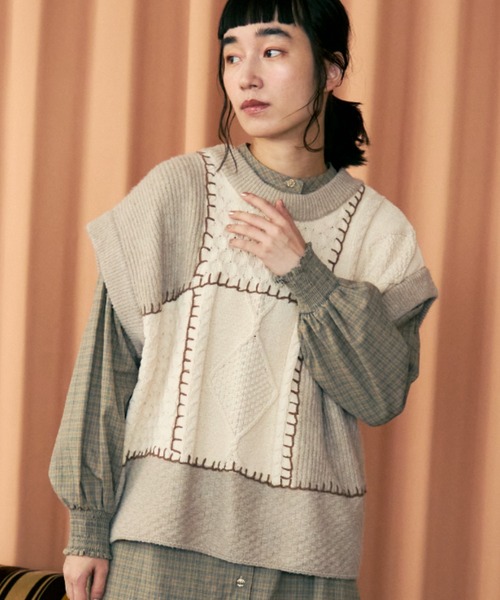 Crisp（クリスプ）の「パッチワーク2wayニットベスト（ベスト・レディース・アイボリー・FREE）」の22枚目の写真