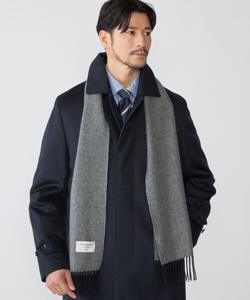 【セール】SHIPS: カシミヤ ヘリンボーン リバーシブル マフラー（マフラー）｜SHIPS（シップス）