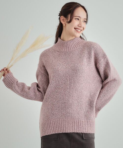 DRESKIP（ドレスキップ）の「◆【体型カバー】ふわふわミックスヤーン ハイネックニット（ニット/セーター・レディース・ピンク系/ブルー系その他/ブラック/イエロー系その他/ブラウン系/ライトベージュ・02/03/04）」の6枚目の写真