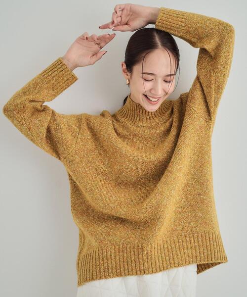 DRESKIP（ドレスキップ）の「◆【体型カバー】ふわふわミックスヤーン ハイネックニット（ニット/セーター・レディース・ピンク系/ブルー系その他/ブラック/イエロー系その他/ブラウン系/ライトベージュ・02/03/04）」の5枚目の写真