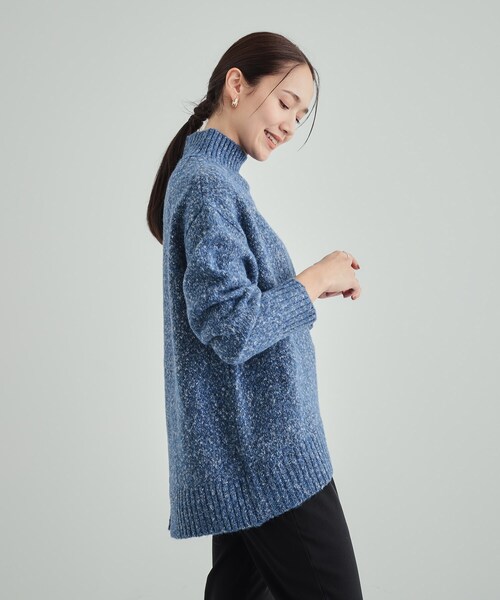 DRESKIP（ドレスキップ）の「◆【体型カバー】ふわふわミックスヤーン ハイネックニット（ニット/セーター・レディース・ピンク系/ブルー系その他/ブラック/イエロー系その他/ブラウン系/ライトベージュ・02/03/04）」の8枚目の写真