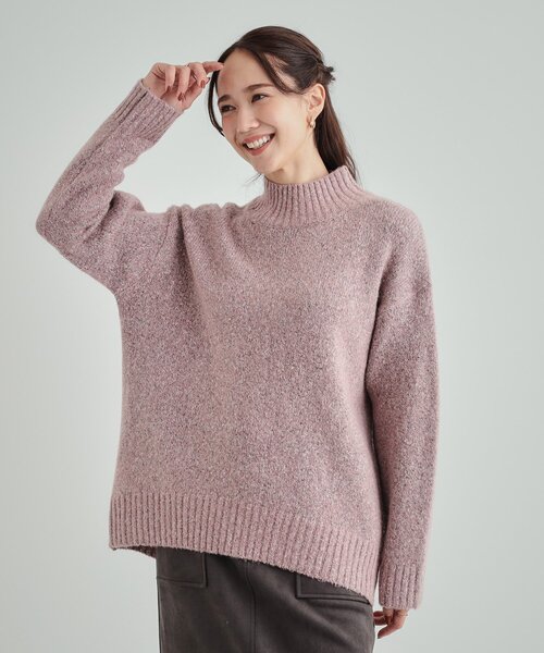 DRESKIP（ドレスキップ）の「◆【体型カバー】ふわふわミックスヤーン ハイネックニット（ニット/セーター・レディース・ピンク系/ブルー系その他/ブラック/イエロー系その他/ブラウン系/ライトベージュ・02/03/04）」の12枚目の写真