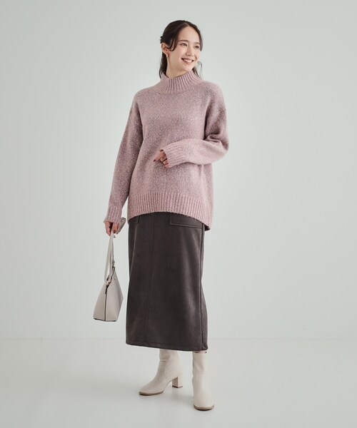 DRESKIP（ドレスキップ）の「◆【体型カバー】ふわふわミックスヤーン ハイネックニット（ニット/セーター・レディース・ピンク系/ブルー系その他/ブラック/イエロー系その他/ブラウン系/ライトベージュ・02/03/04）」の17枚目の写真