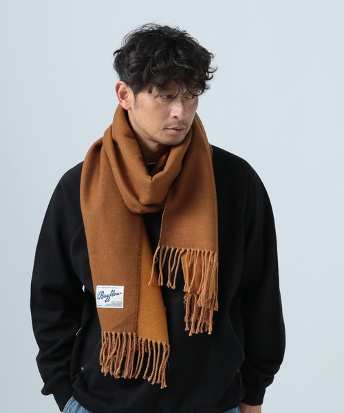 BAYFLOW（ベイフロー）の「リバーシブルボリュームマフラー（ストール/ショール・メンズ・ブラウン/ブラック/グレー/グリーン・FREE）」の4枚目の写真