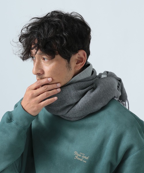 BAYFLOW（ベイフロー）の「リバーシブルボリュームマフラー（ストール/ショール・メンズ・ブラウン/ブラック/グレー/グリーン・FREE）」の3枚目の写真