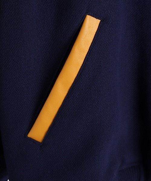 marka（マーカ）の「marka / マーカ：PUFFED AWARD JACKET - 1/14 wool vintage double -：M24C-15BL02C[COR]（スタジャン・メンズ・ネイビー・2(M)）」の9枚目の写真