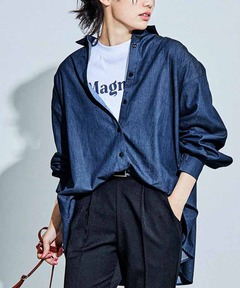 MEDE19F 前後2ウェイデニムボウタイブラウス〈ブルー